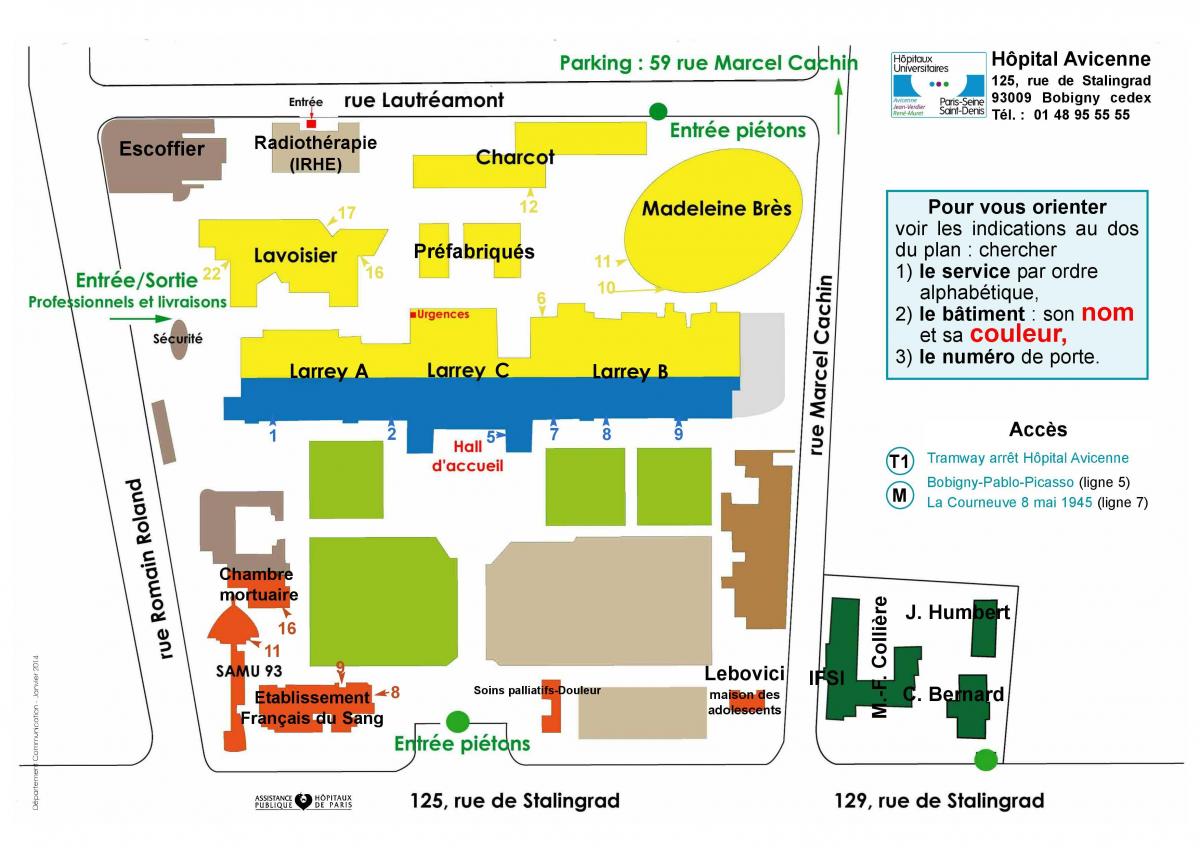 Kaart van Avicenne hospitaal
