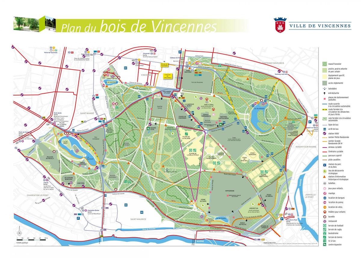 Kaart van Die Bois de Vincennes
