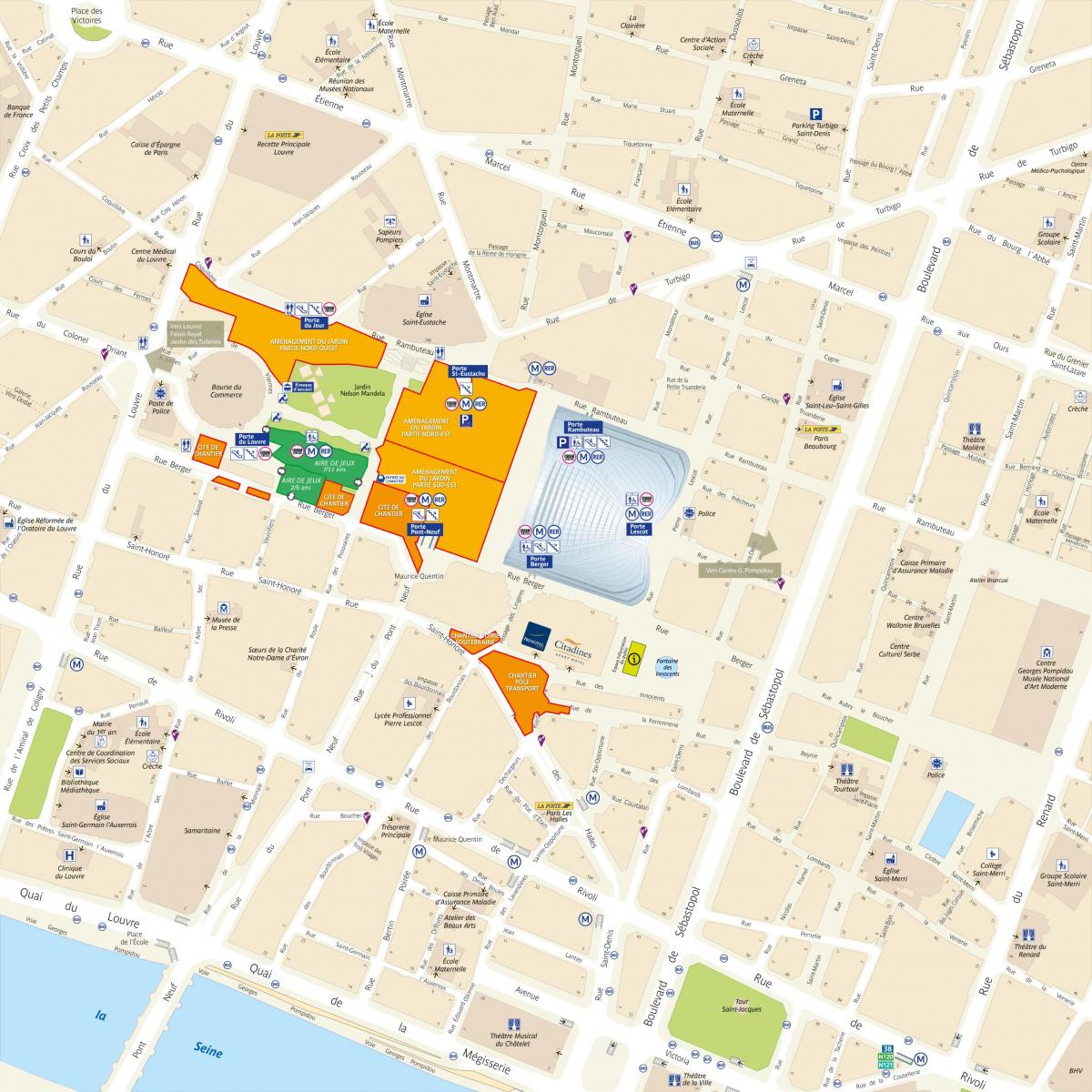 Kaart van die Distrik Les Halles