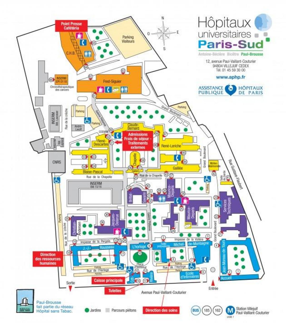Kaart van Paulus-Brousse hospitaal