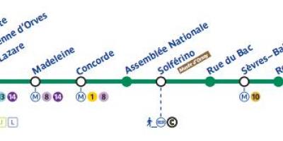 Kaart van Parys metro lyn 12