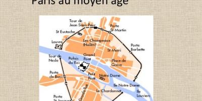 Kaart van Parys in die Middeleeue
