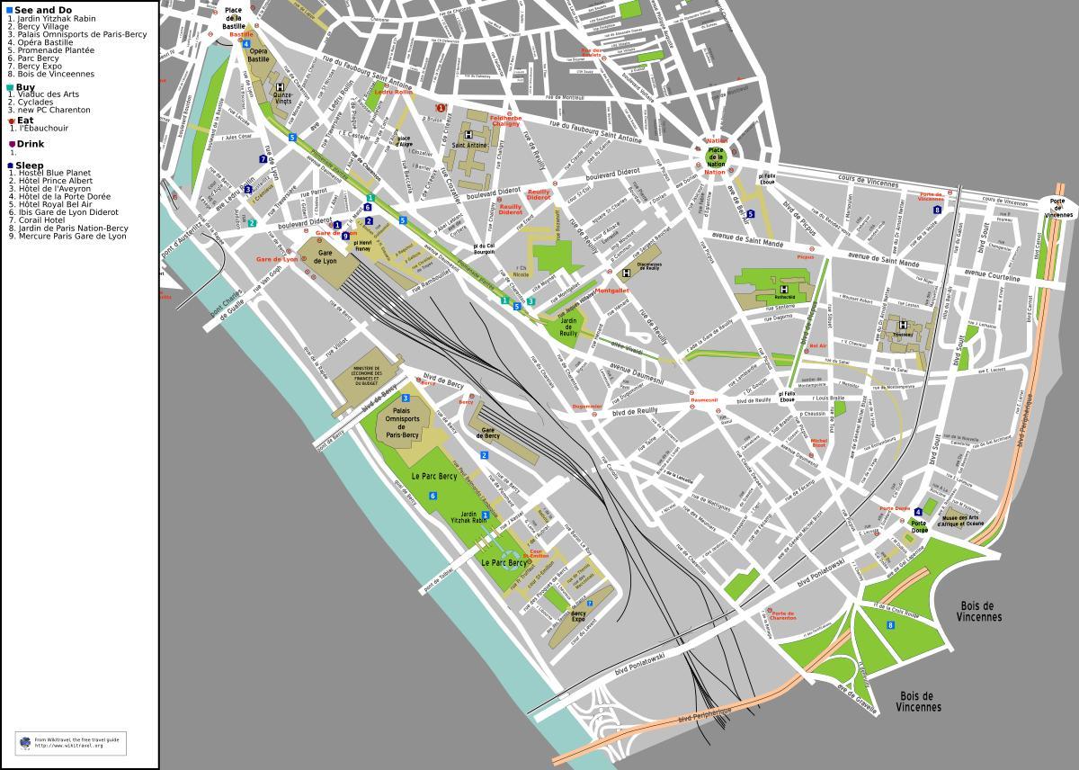Kaart van die 12de arrondissement van Parys