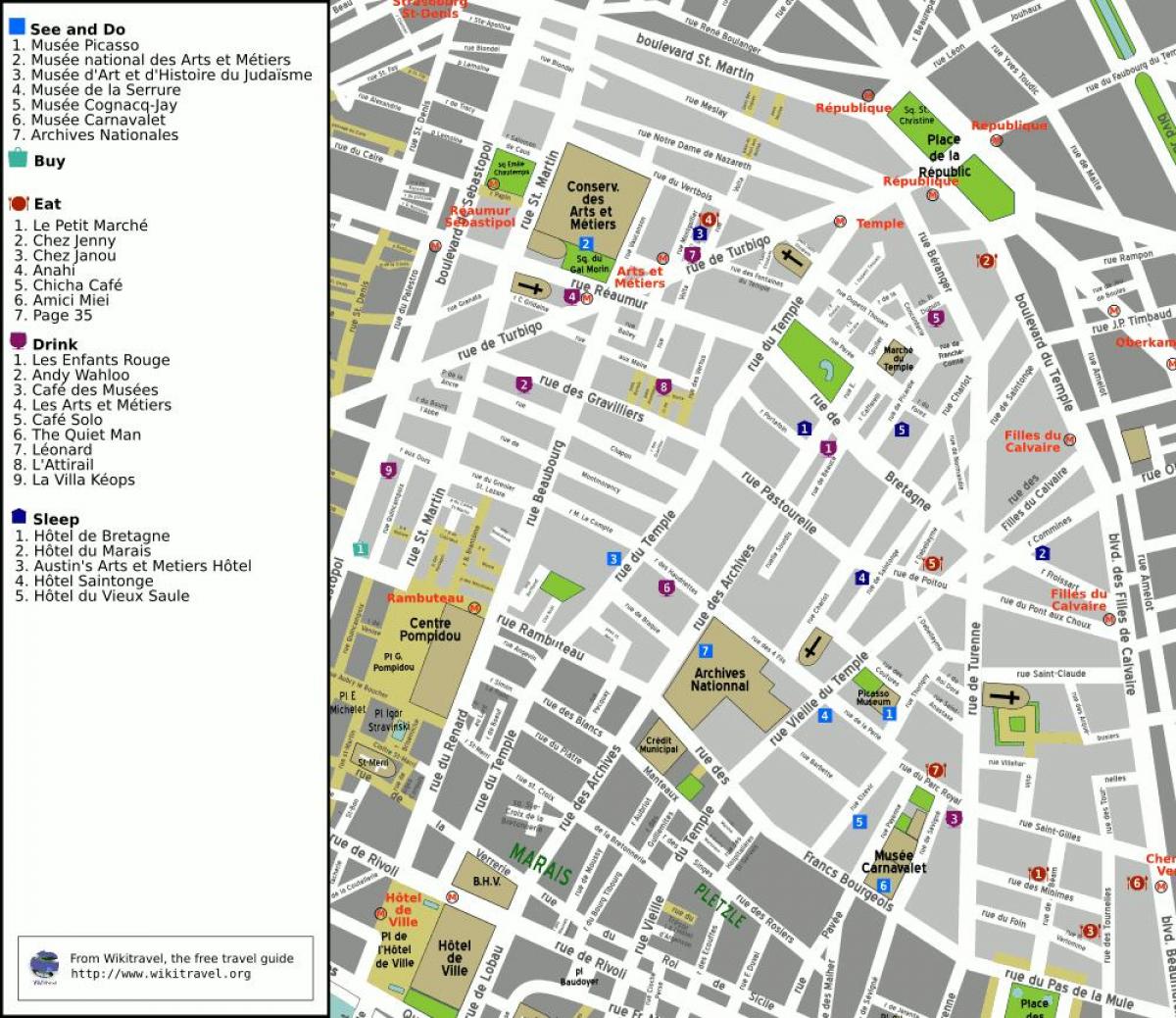 Kaart van die 3de arrondissement van Parys