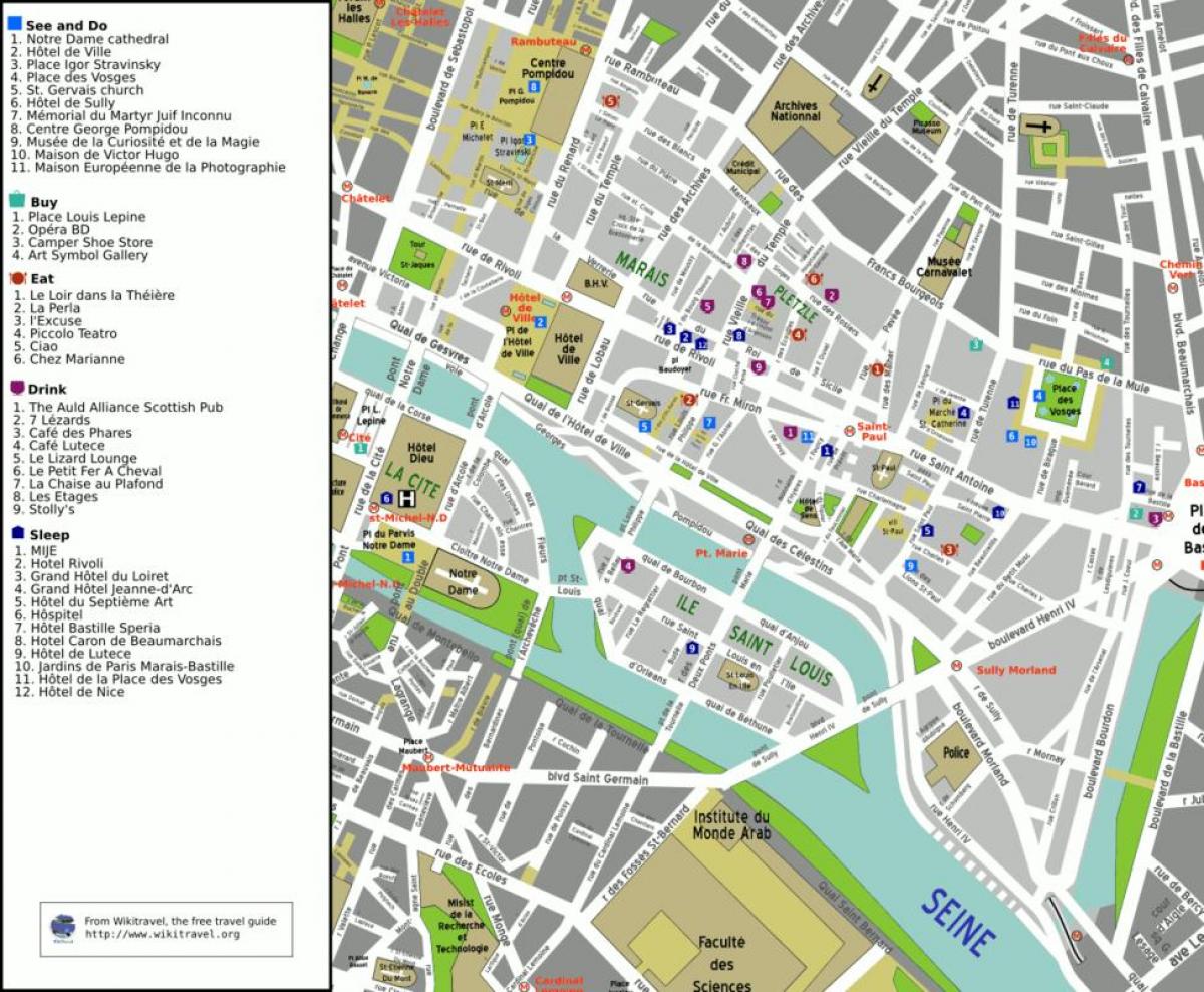 Kaart van die 4de arrondissement van Parys