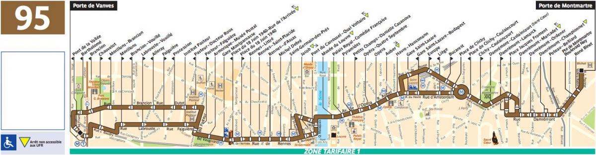 Kaart van die bus Parys lyn 95