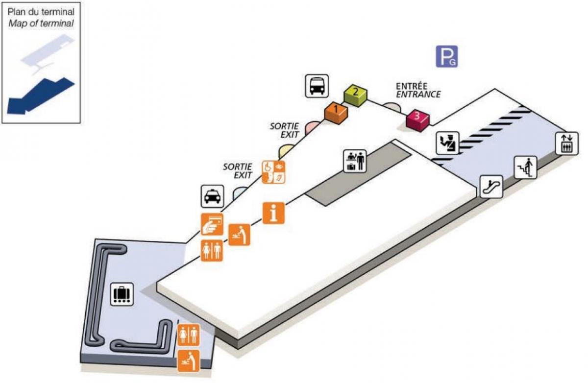 Kaart van CDG lughawe terminale 2G