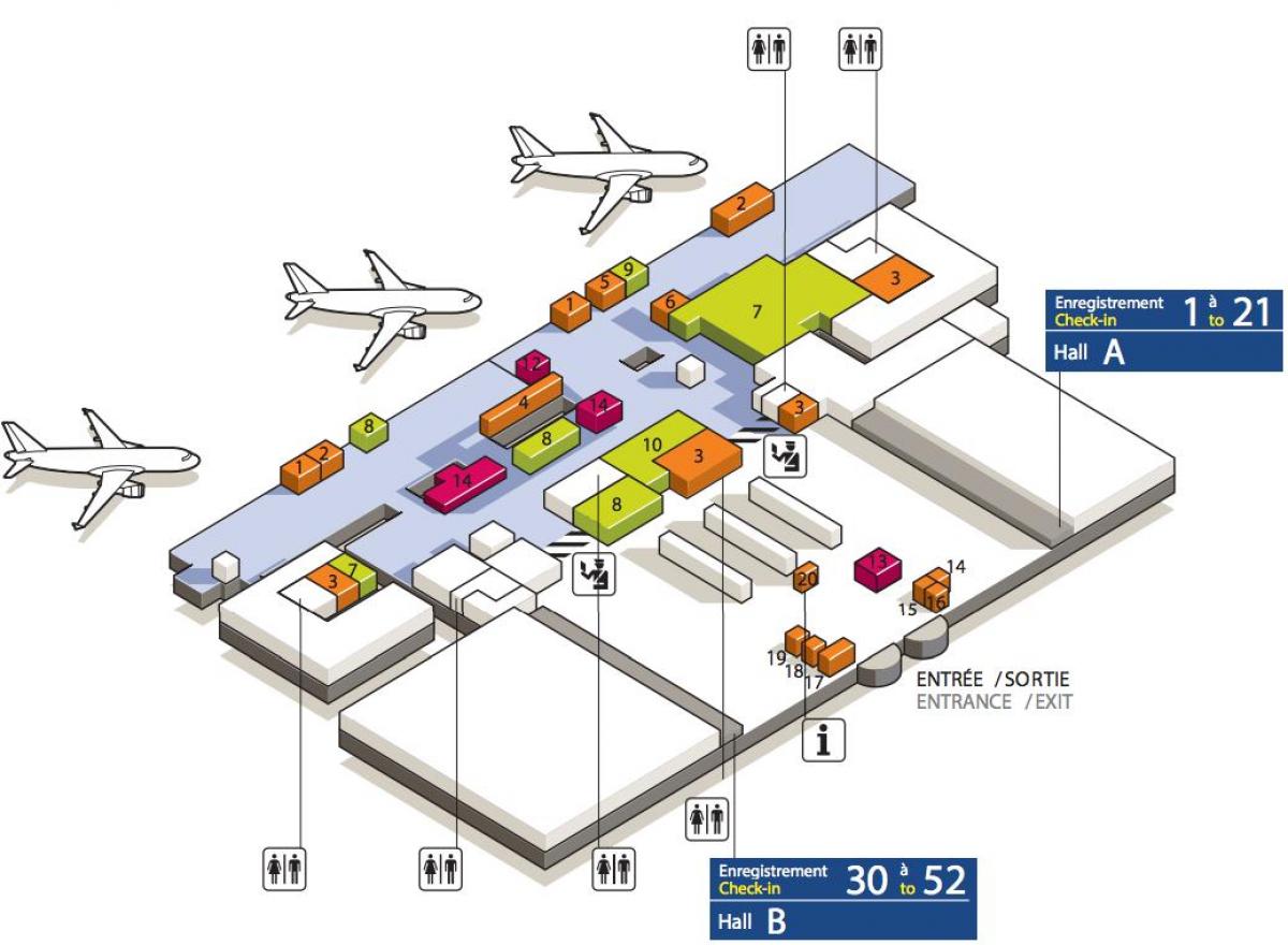Kaart van CDG lughawe terminale 3
