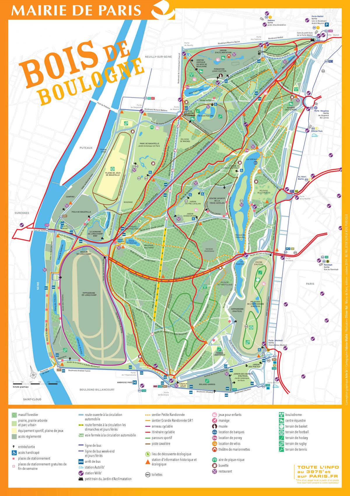 Kaart van Die Bois de Boulogne