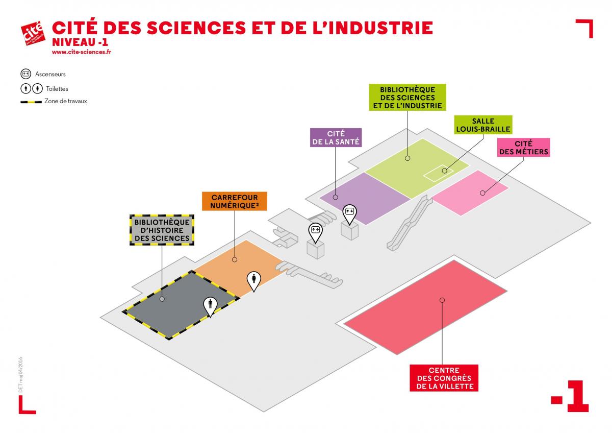 Kaart van Die Cité des Sciences et de l'Industrie Vlak -1