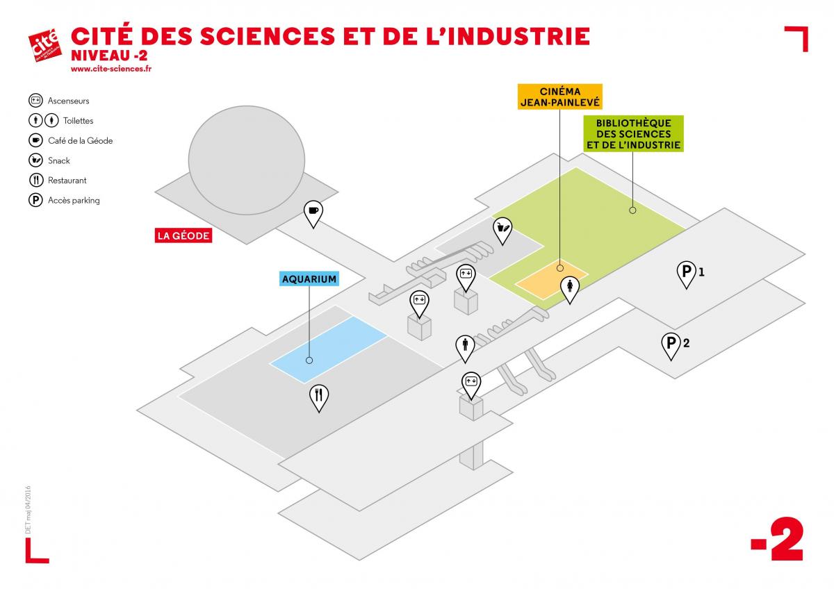 Kaart van Die Cité des Sciences et de l'Industrie Vlak -2