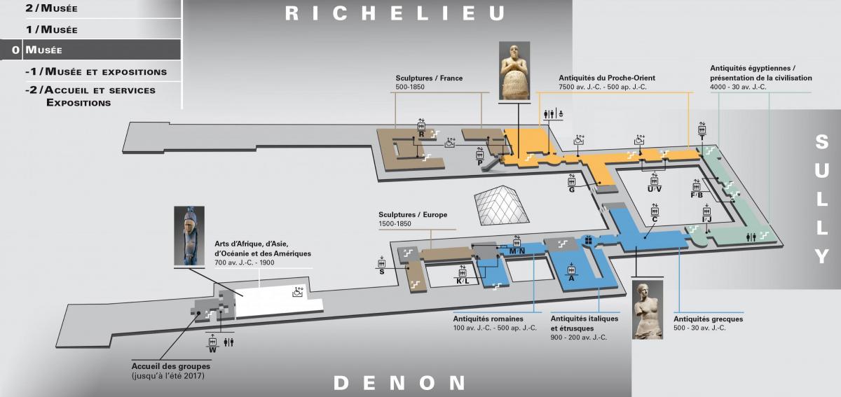 Kaart van Die Louvre Museum Vlak 0
