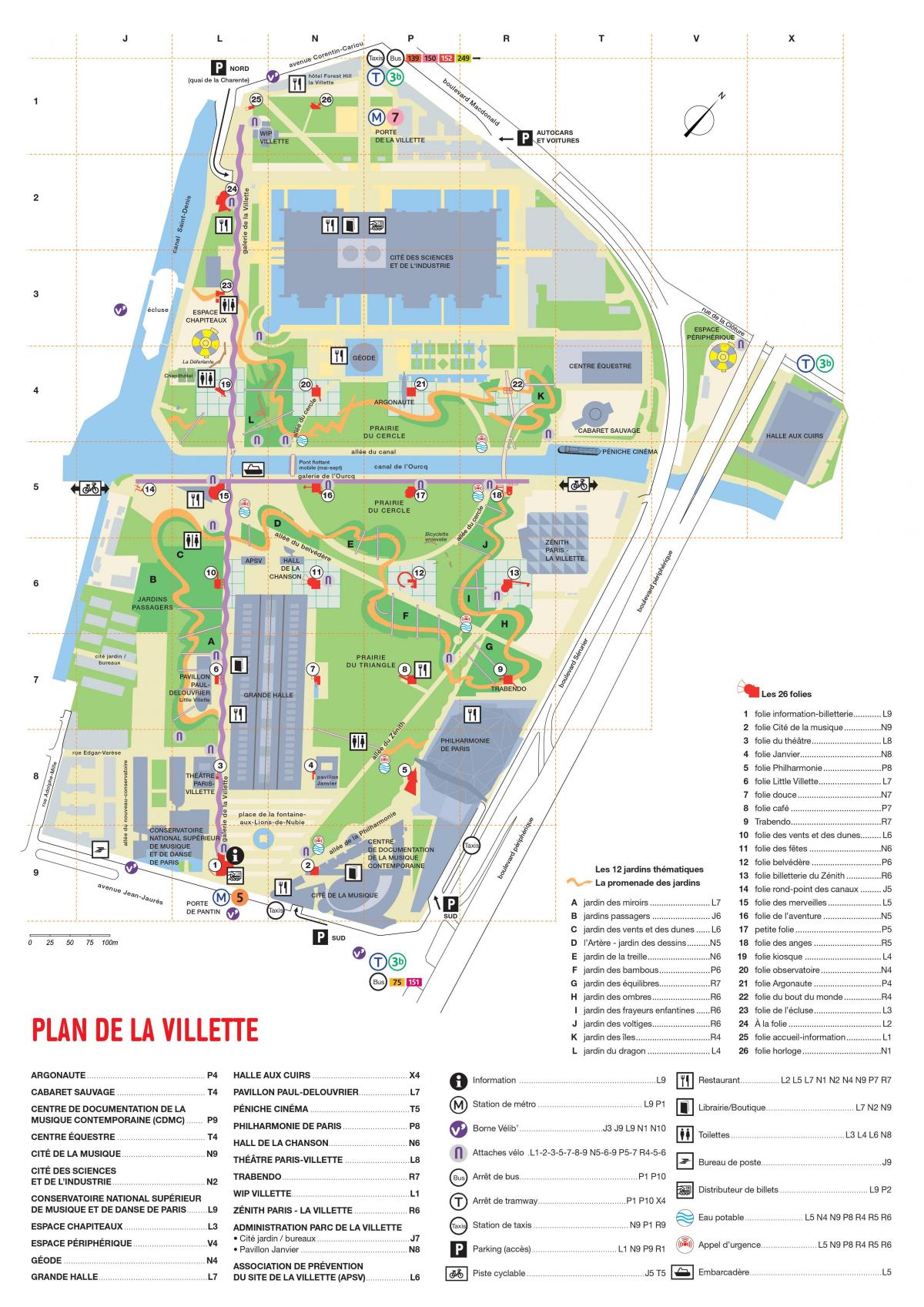 Kaart van Die Parc de la Villette