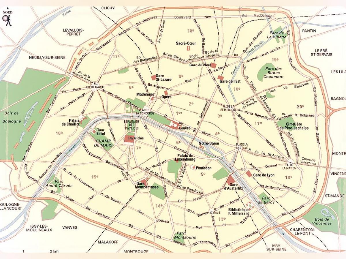 Kaart van Die Parys Parke