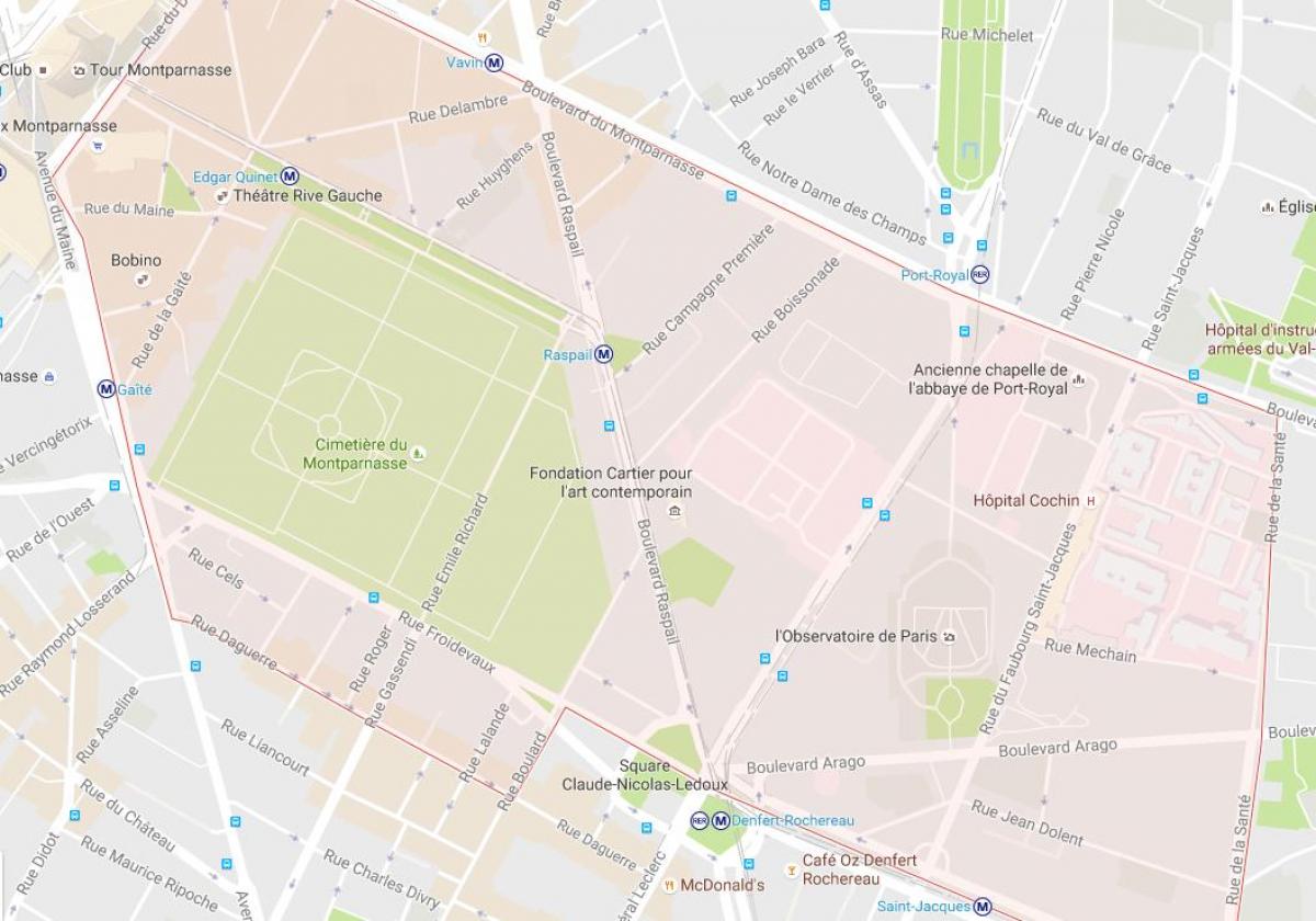 Kaart van die Distrik Montparnasse