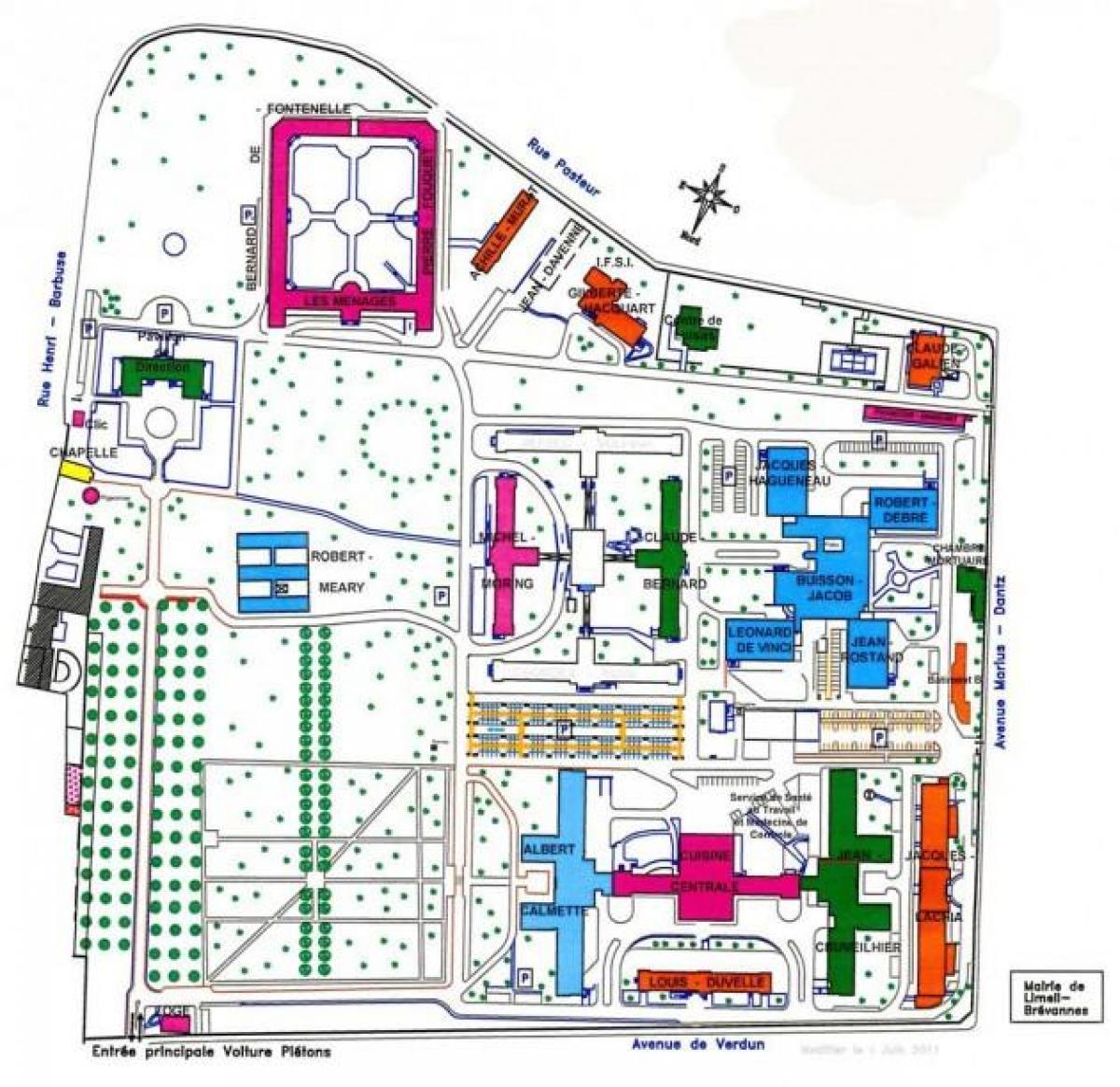 Kaart van Emile-hospitaal Roux