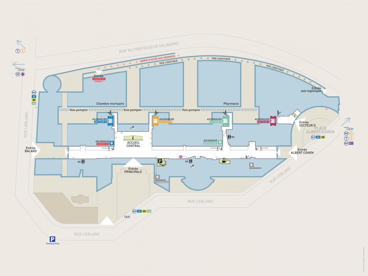 Kaart van Georges Pompidou hospitaal