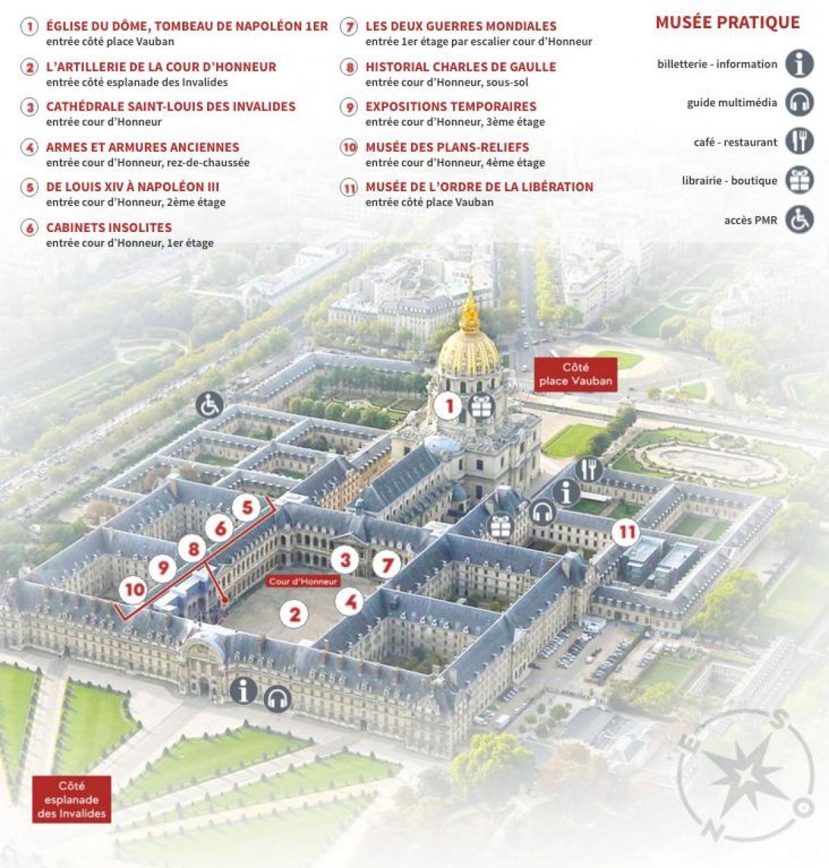 Kaart van die Hôtel des Invalides