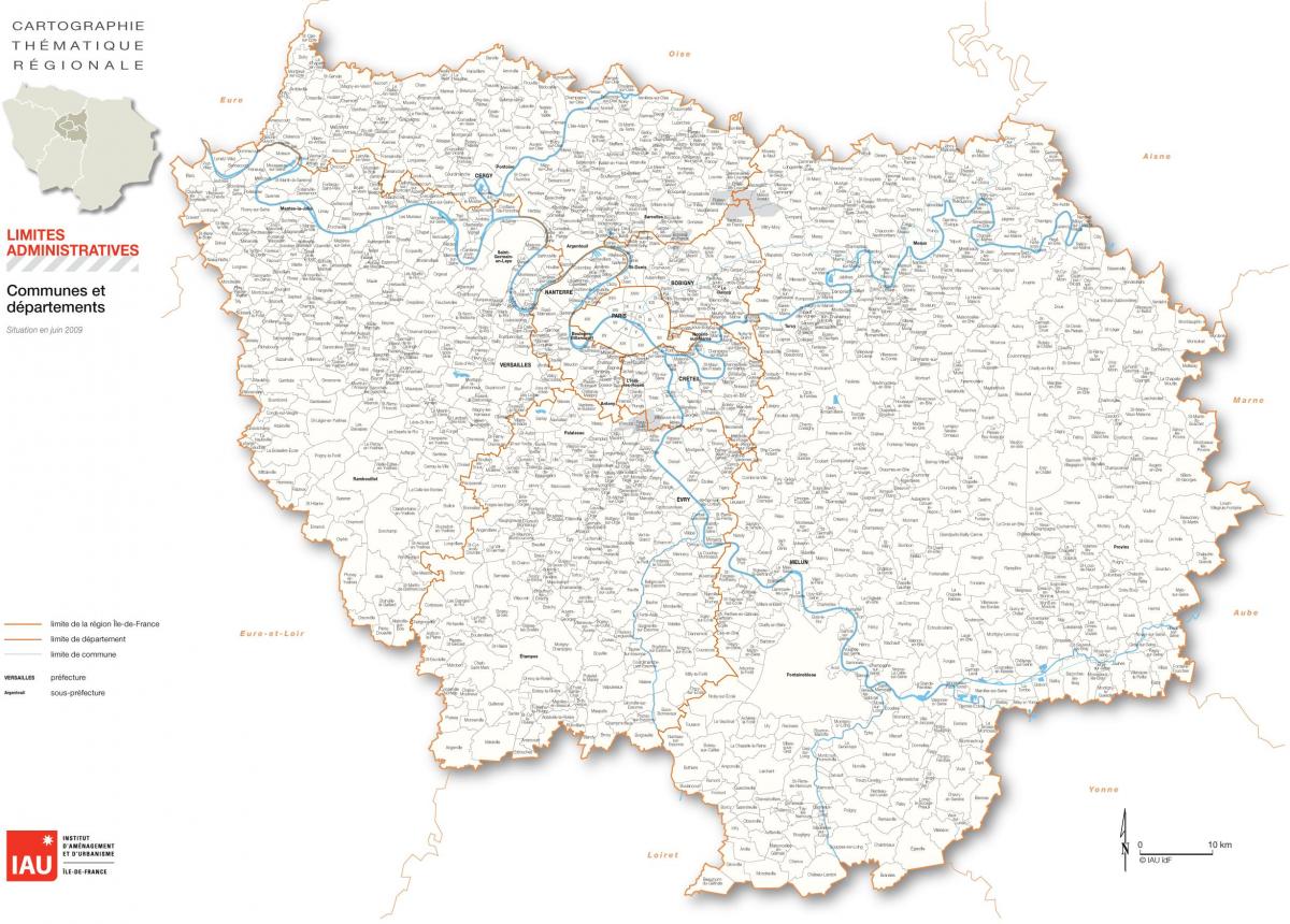 Kaart van die Ile-de-France