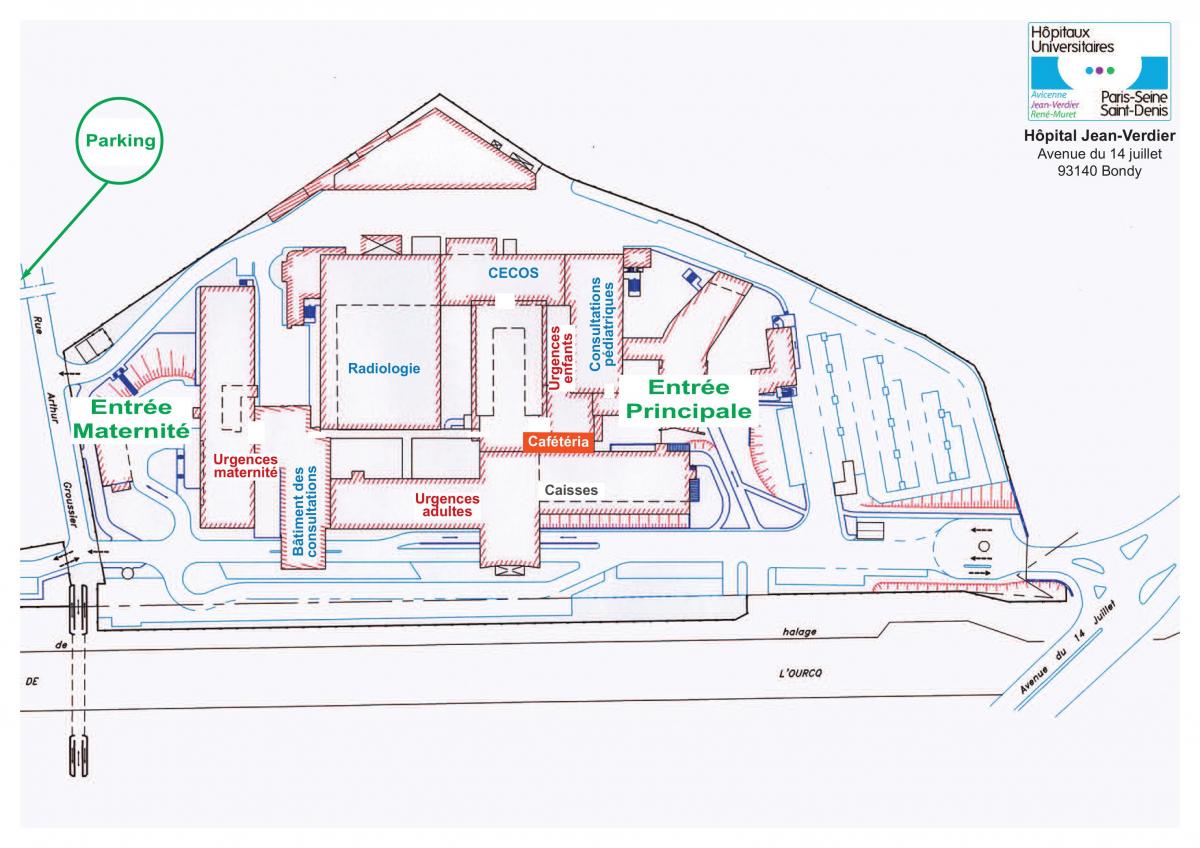 Kaart van Jean-Verdier hospitaal