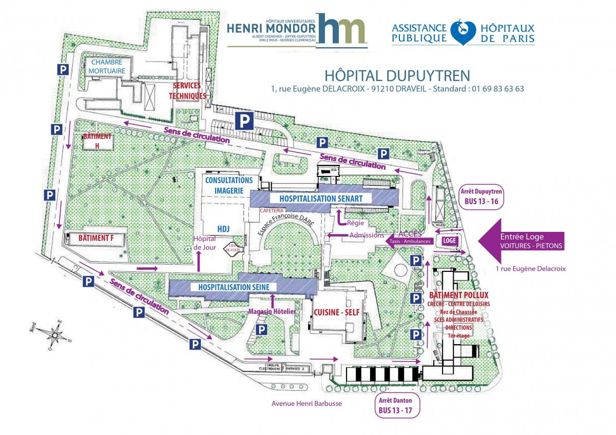 Kaart van Joffre-Dupuytren hospitaal