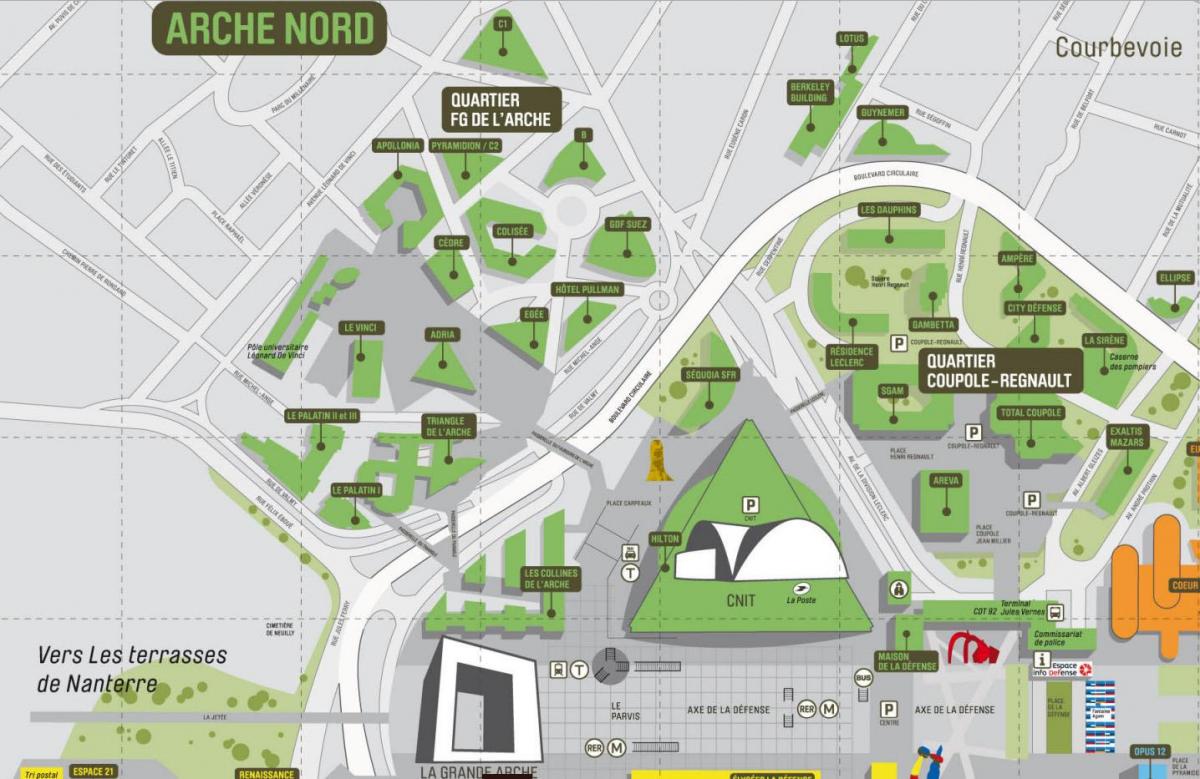 Kaart van La Défense Noord Arche