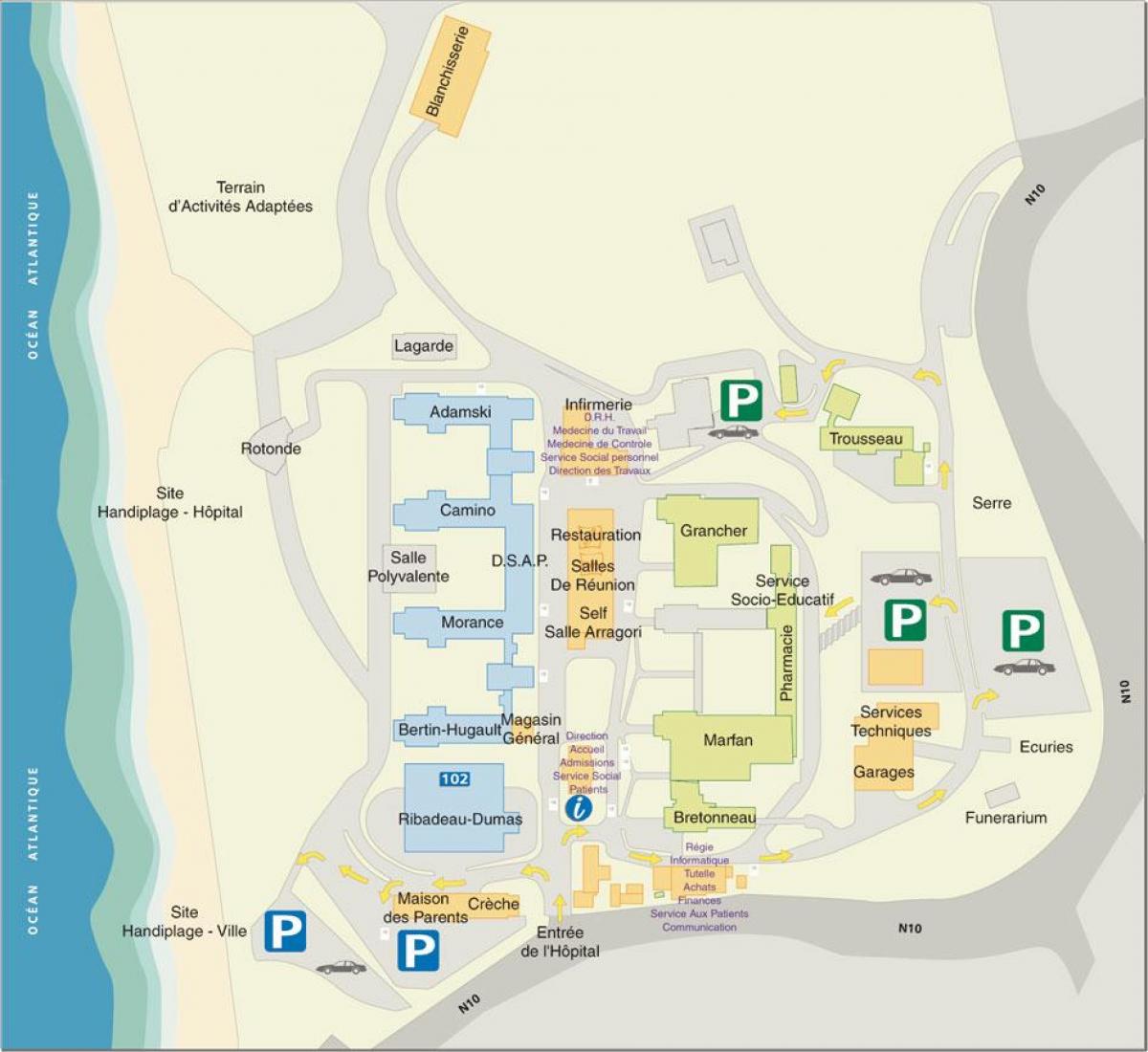Kaart van Marin de Hendaye hospitaal