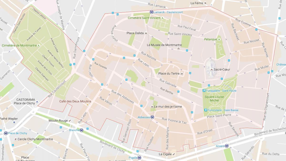 Kaart van Montmartre