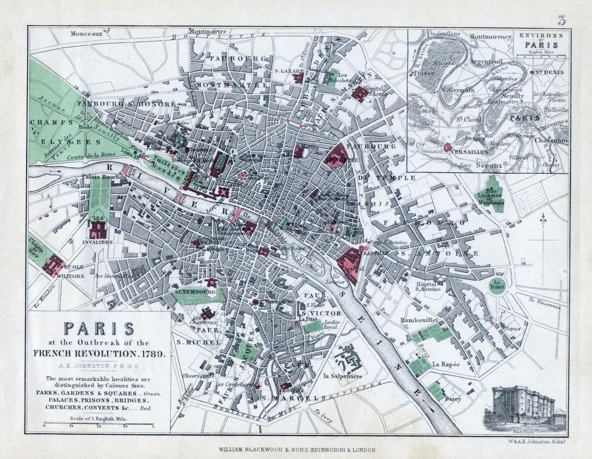 Kaart van Parys 1789