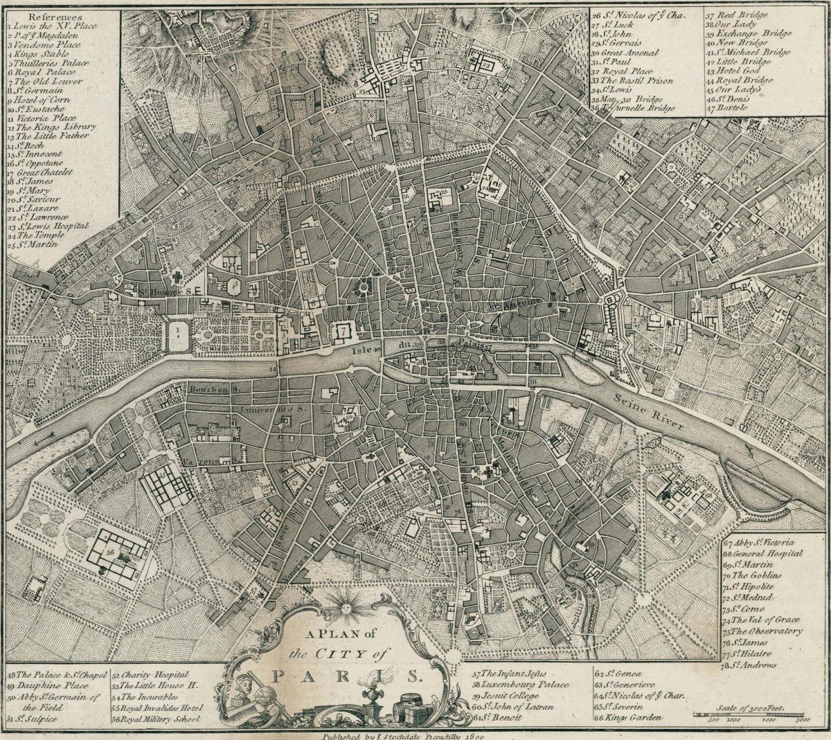 Kaart van Parys 1800