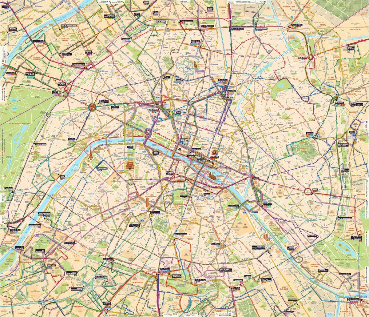 Kaart van Parys bus