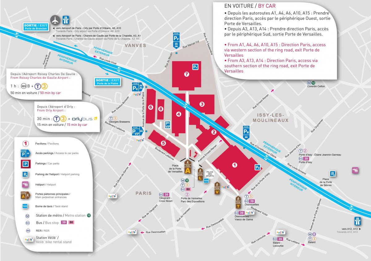 Kaart van Parys ekspo Porte de Versailles