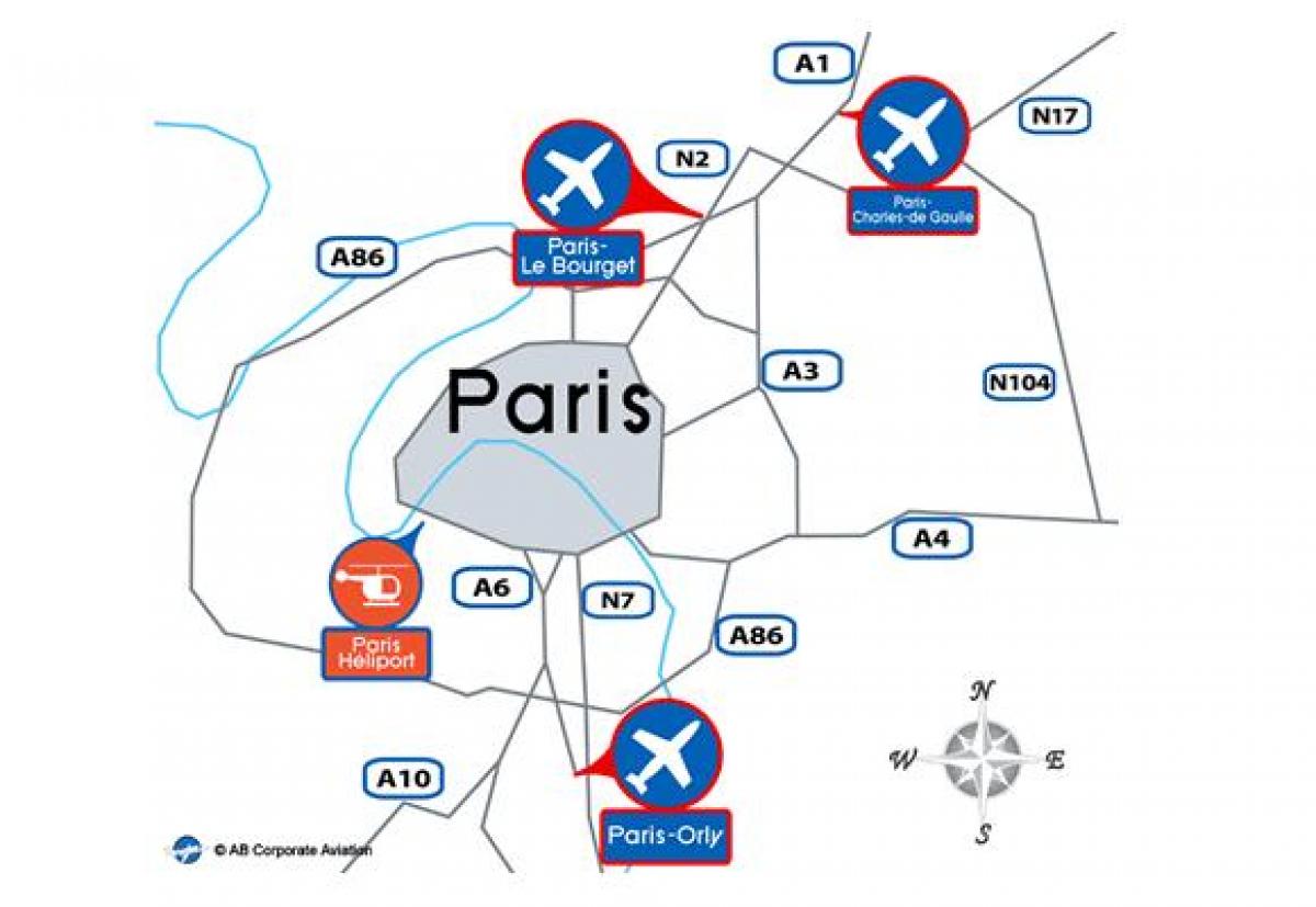 Kaart van Parys lughawe