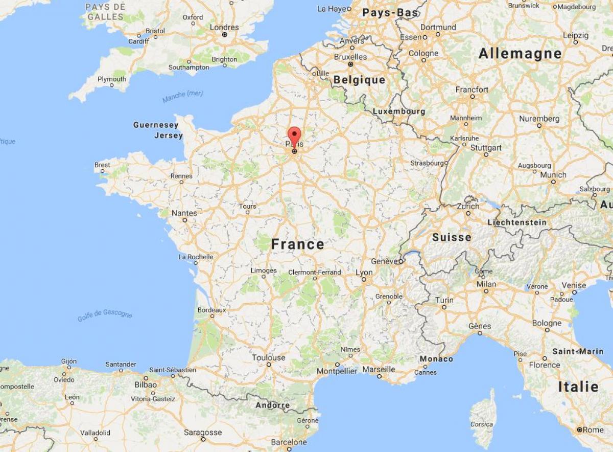 Kaart van parys op die kaart Frankryk