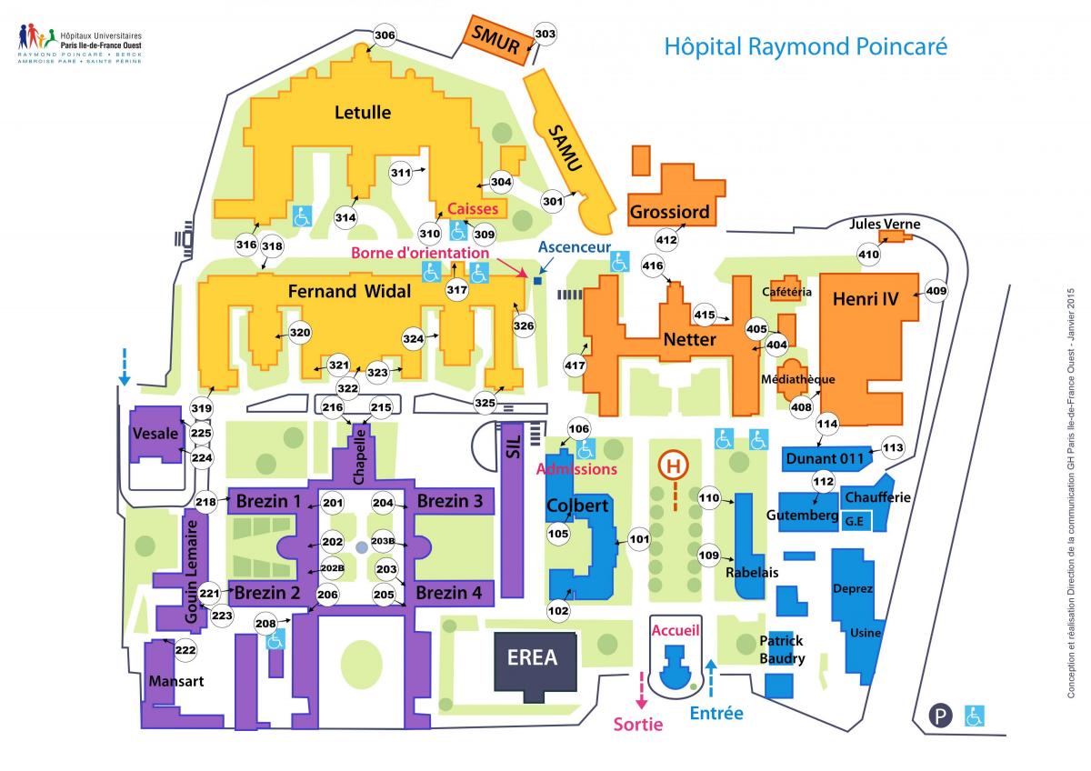 Kaart van Raymond-Poincaré hospitaal