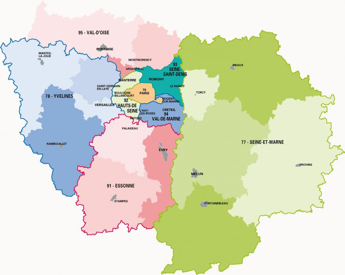 Kaart van die région parisi