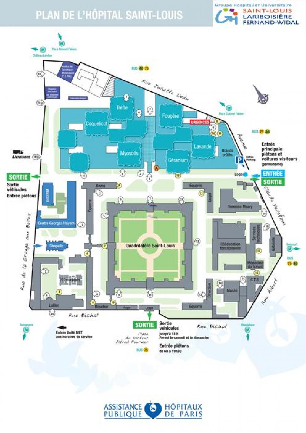 Kaart van Saint-Louis hospitaal