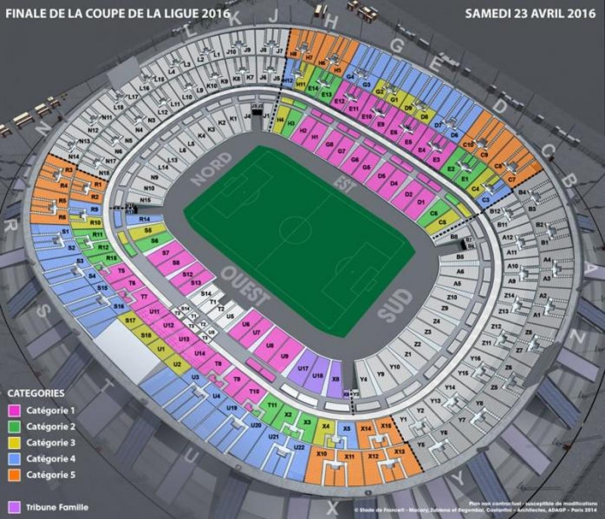 Kaart van die Stade de France Sokker