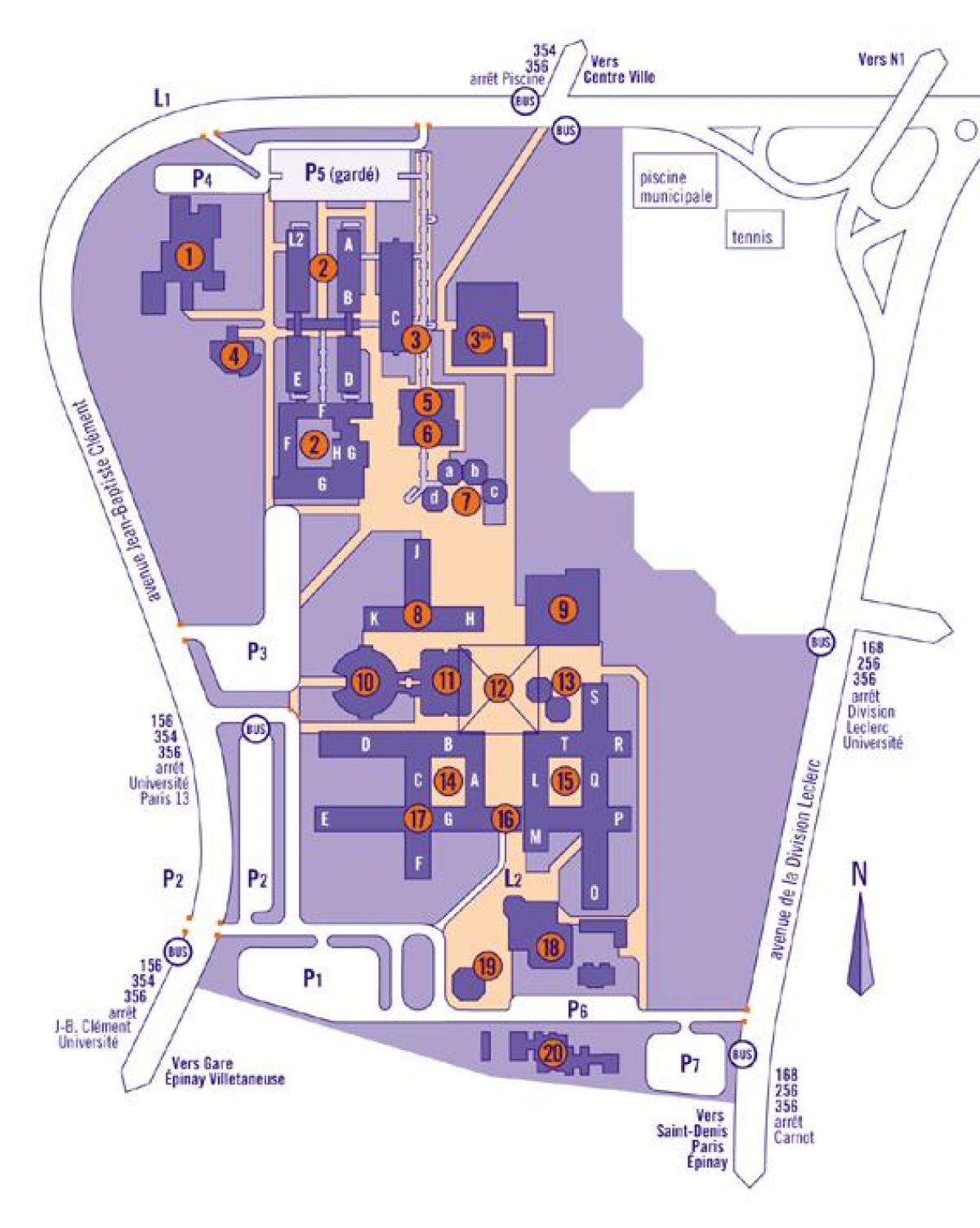 Kaart van die Universiteit van Parys 13de