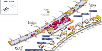 Kaart van CDG lughawe terminale 2E