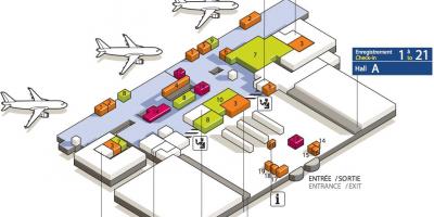 Kaart van CDG lughawe terminale 3