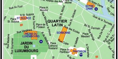 Kaart van Die latynse Kwartaal van Parys