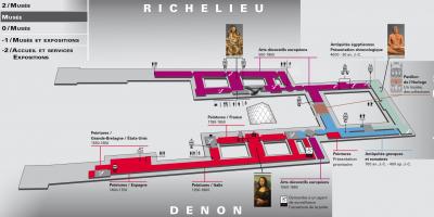 Kaart van Die Louvre Museum Vlak 1