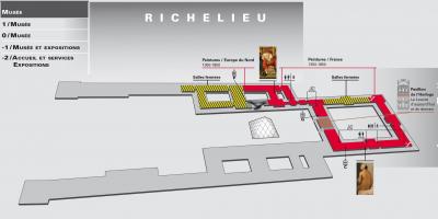 Kaart van Die Louvre Museum Vlak 2
