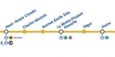 Kaart van Parys metro lyn 10