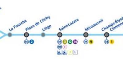 Kaart van Parys metro lyn 13