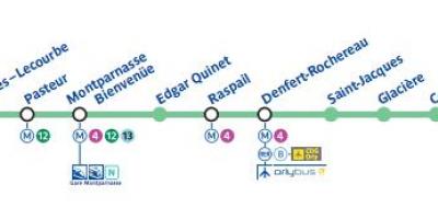 Kaart van Parys metro lyn 6