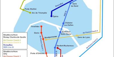 Kaart van Parys airport shuttle