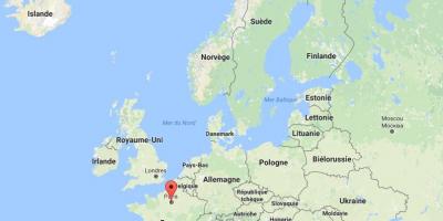 Kaart van parys op die kaart Europa