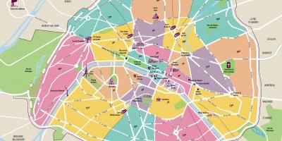 Kaart van Parys toerisme-aantreklikhede